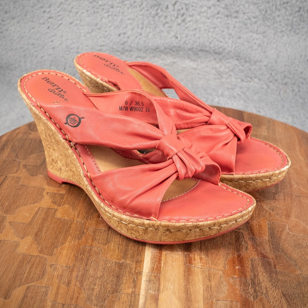 Born Women Driller Cork Pink Wedge size‎ 6  3.5 inch heel